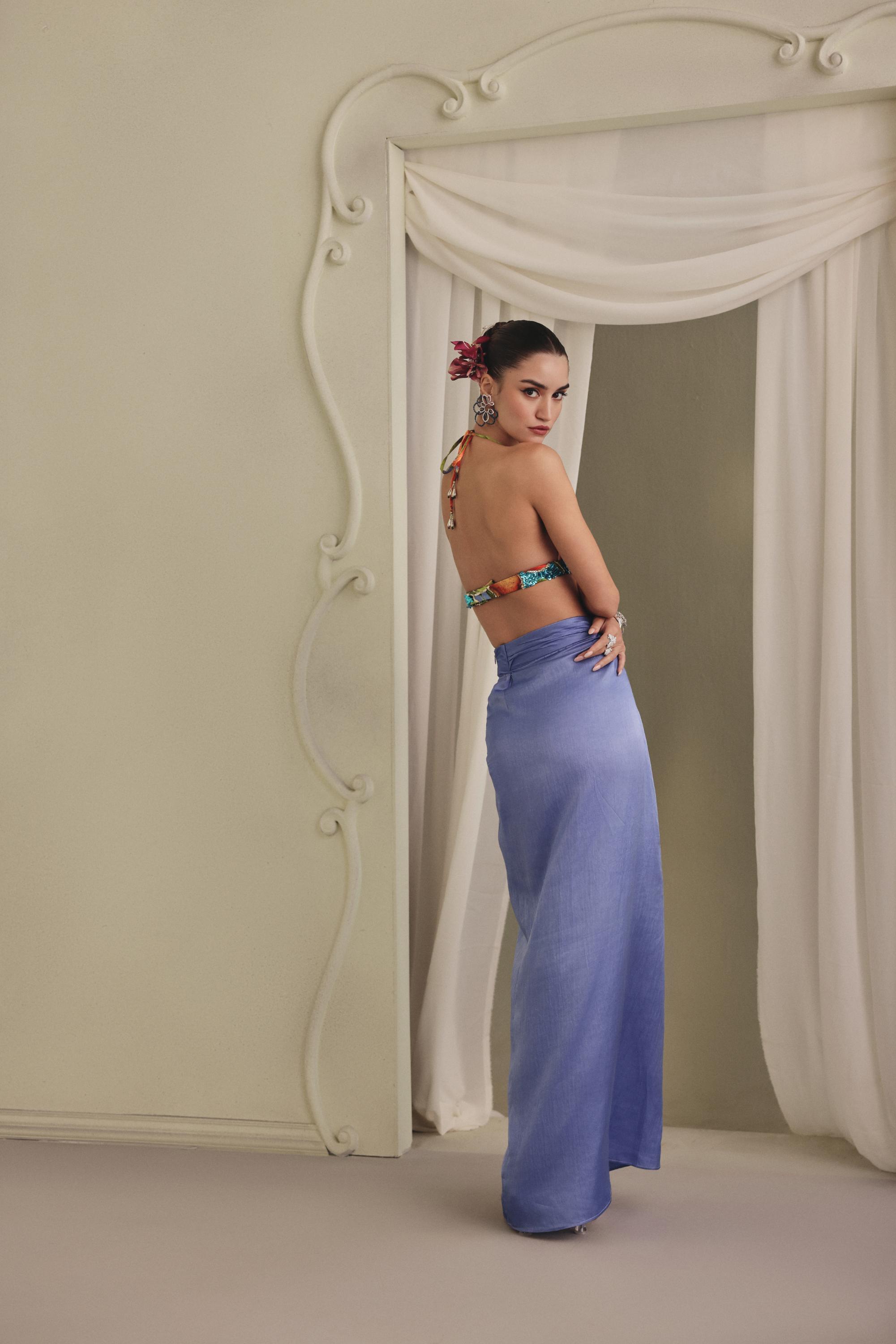 Azure Drape Bustier Set