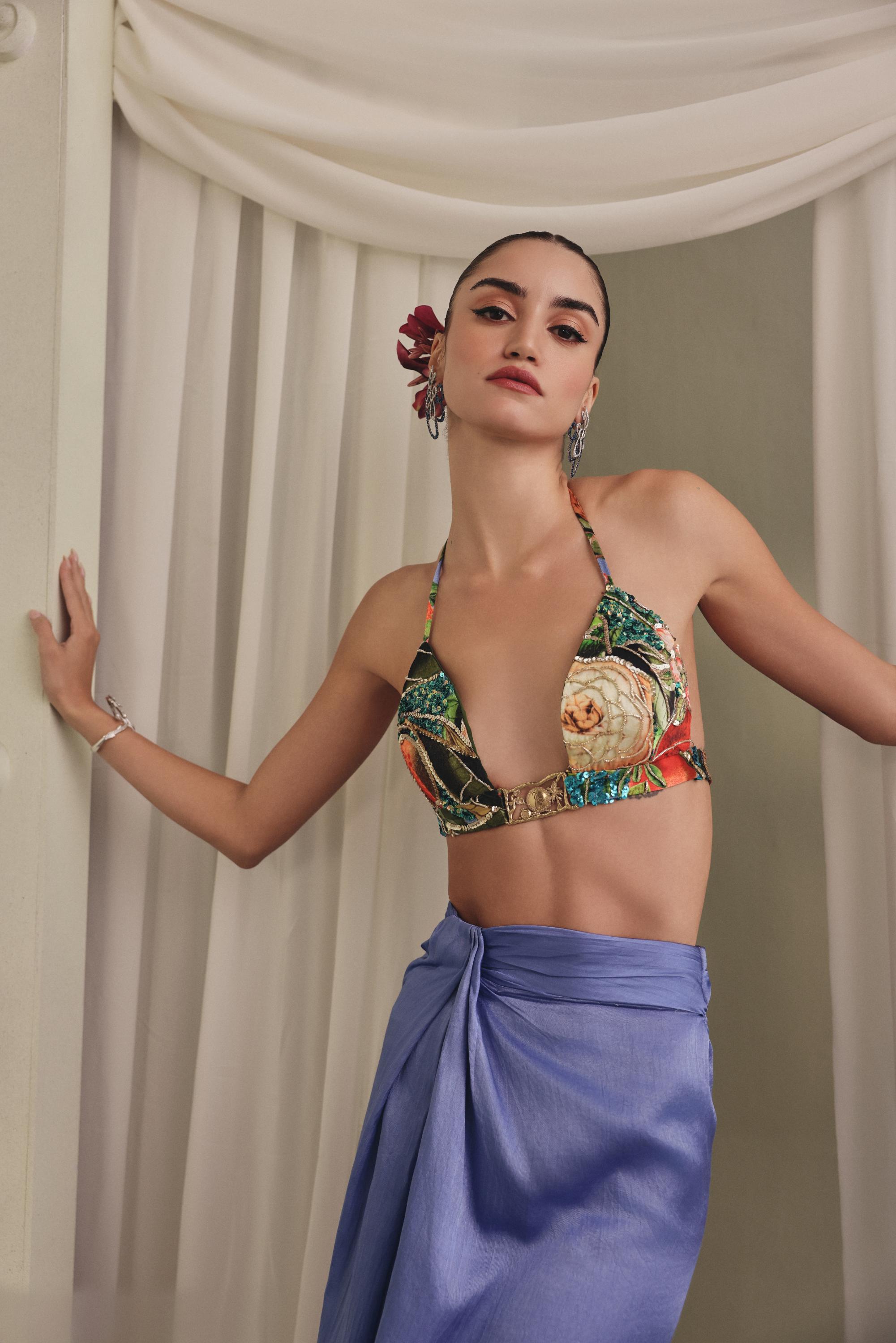 Azure Drape Bustier Set