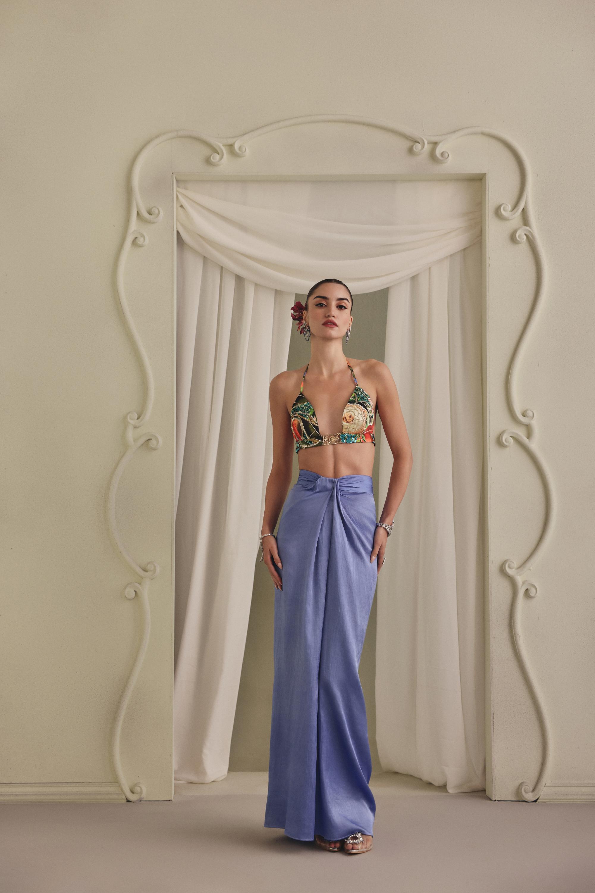 Azure Drape Bustier Set