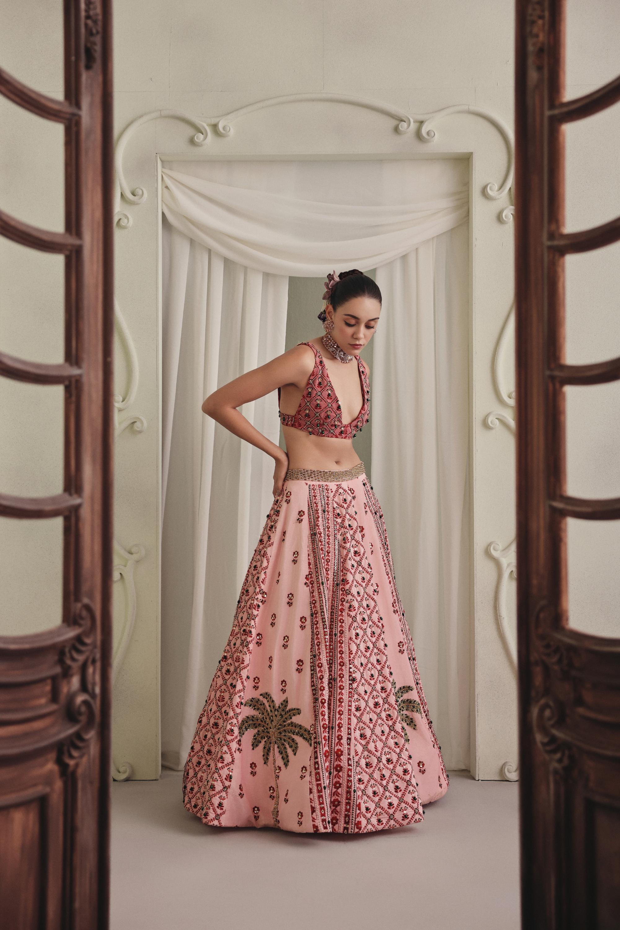 Blush Velvet Coconut Lehenga
