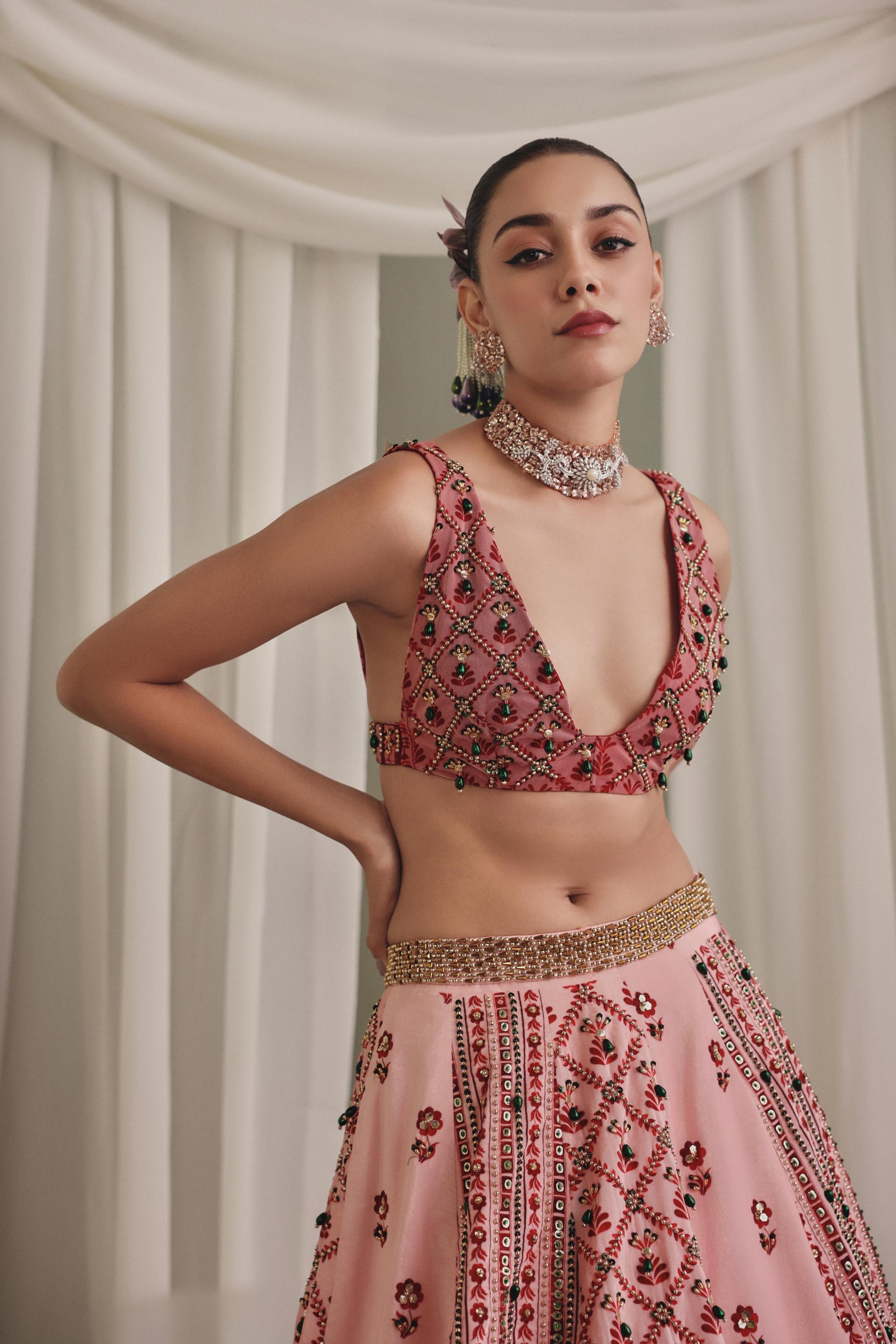 Blush Velvet Coconut Lehenga