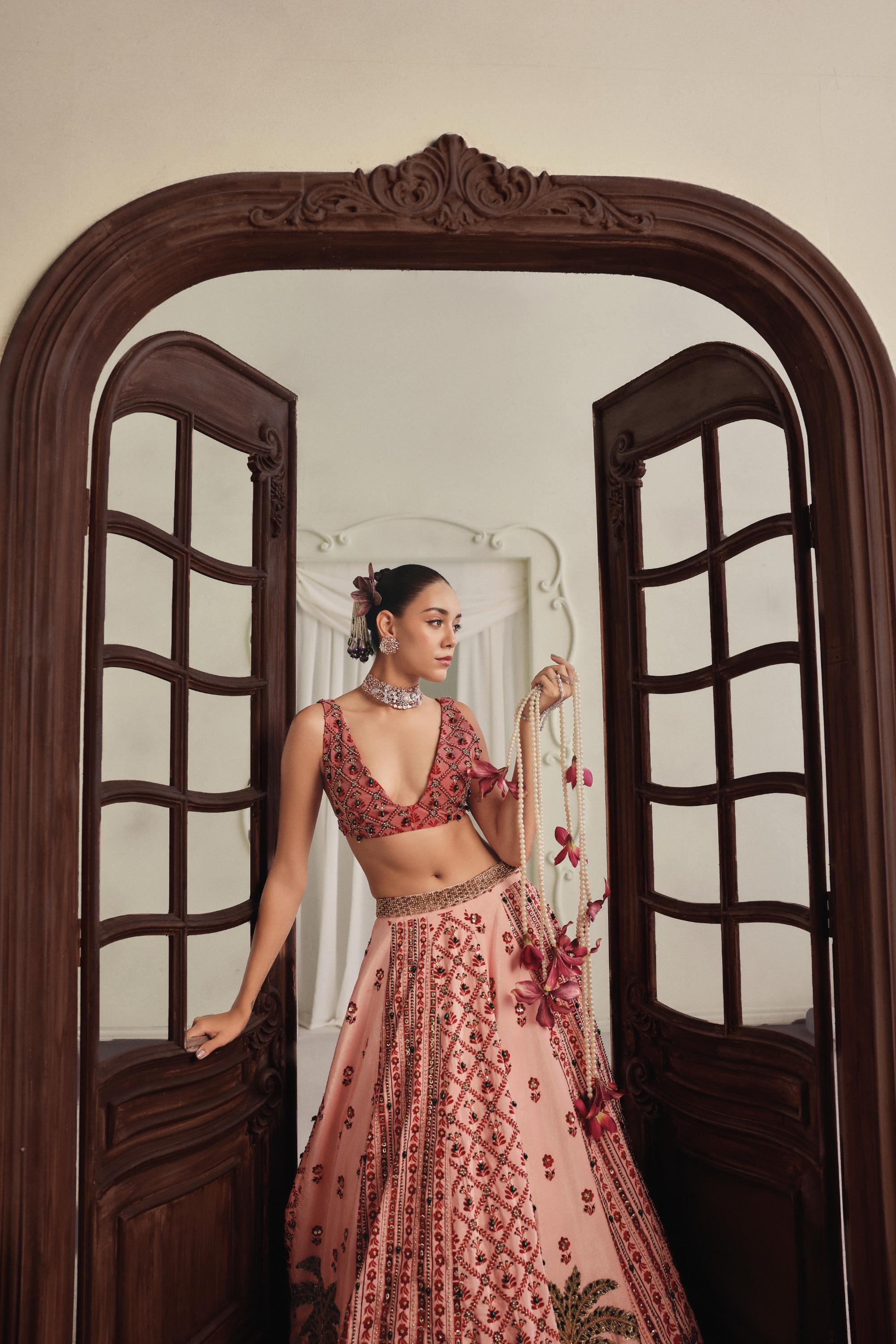 Blush Velvet Coconut Lehenga