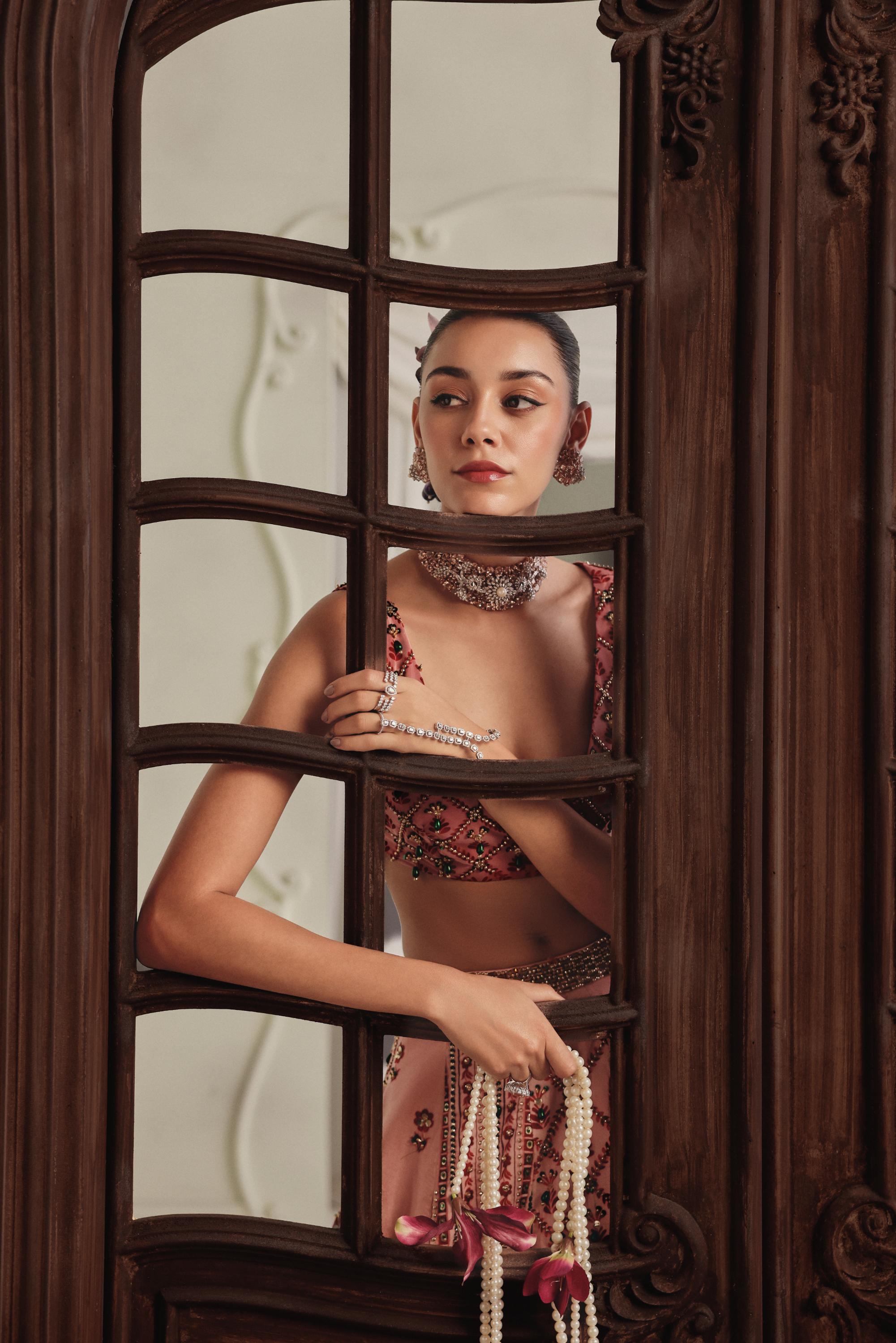 Blush Velvet Coconut Lehenga