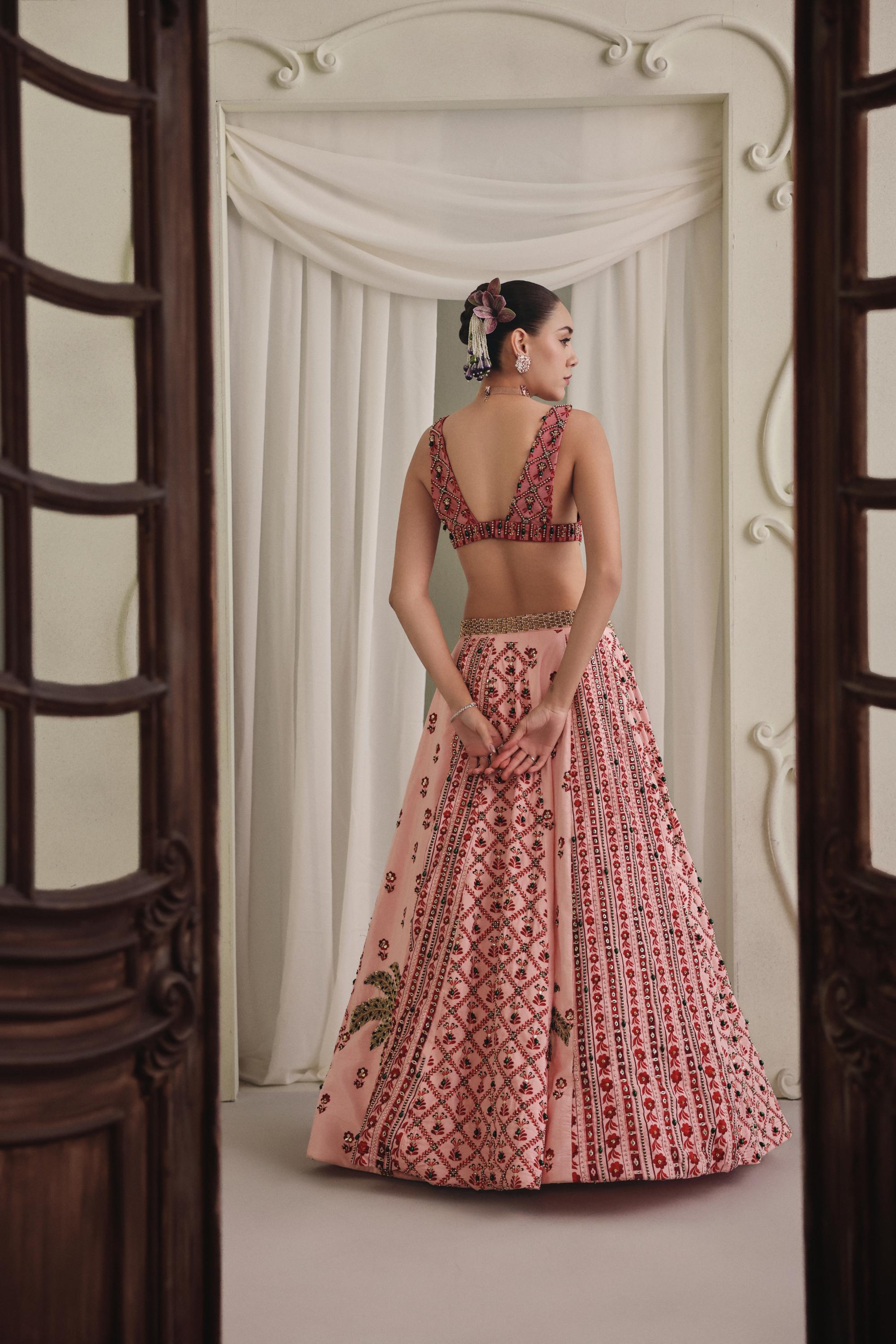 Blush Velvet Coconut Lehenga