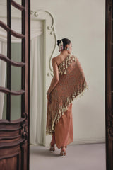 Pearl Drape One-Shoulder Set