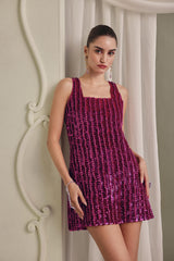 Magenta Ribbon Mini Dress