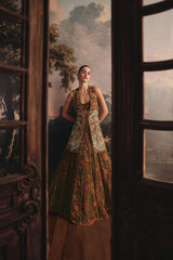 Earthy Bloom Cape Lehenga