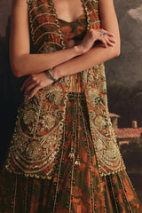 Earthy Bloom Cape Lehenga