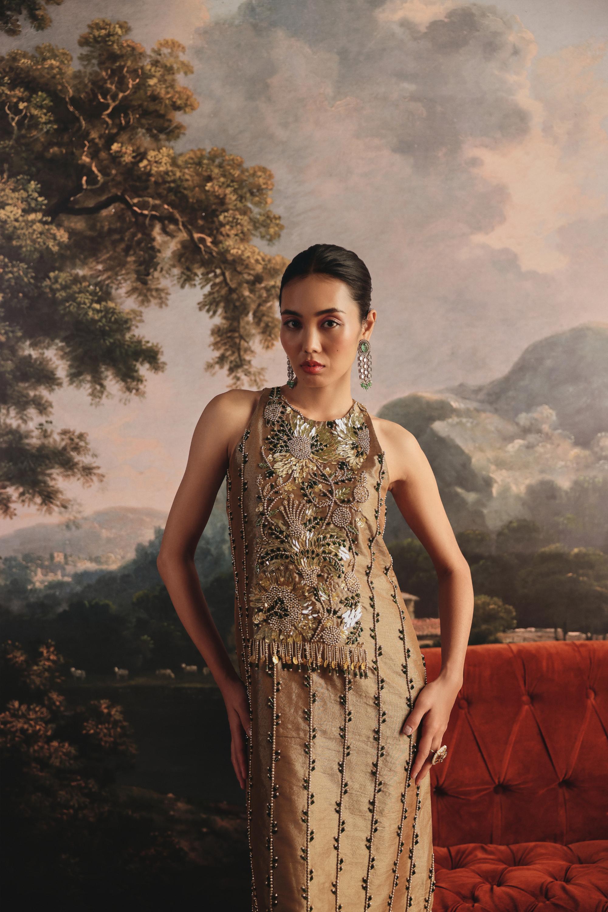 Metallic Coin Tissue Gown