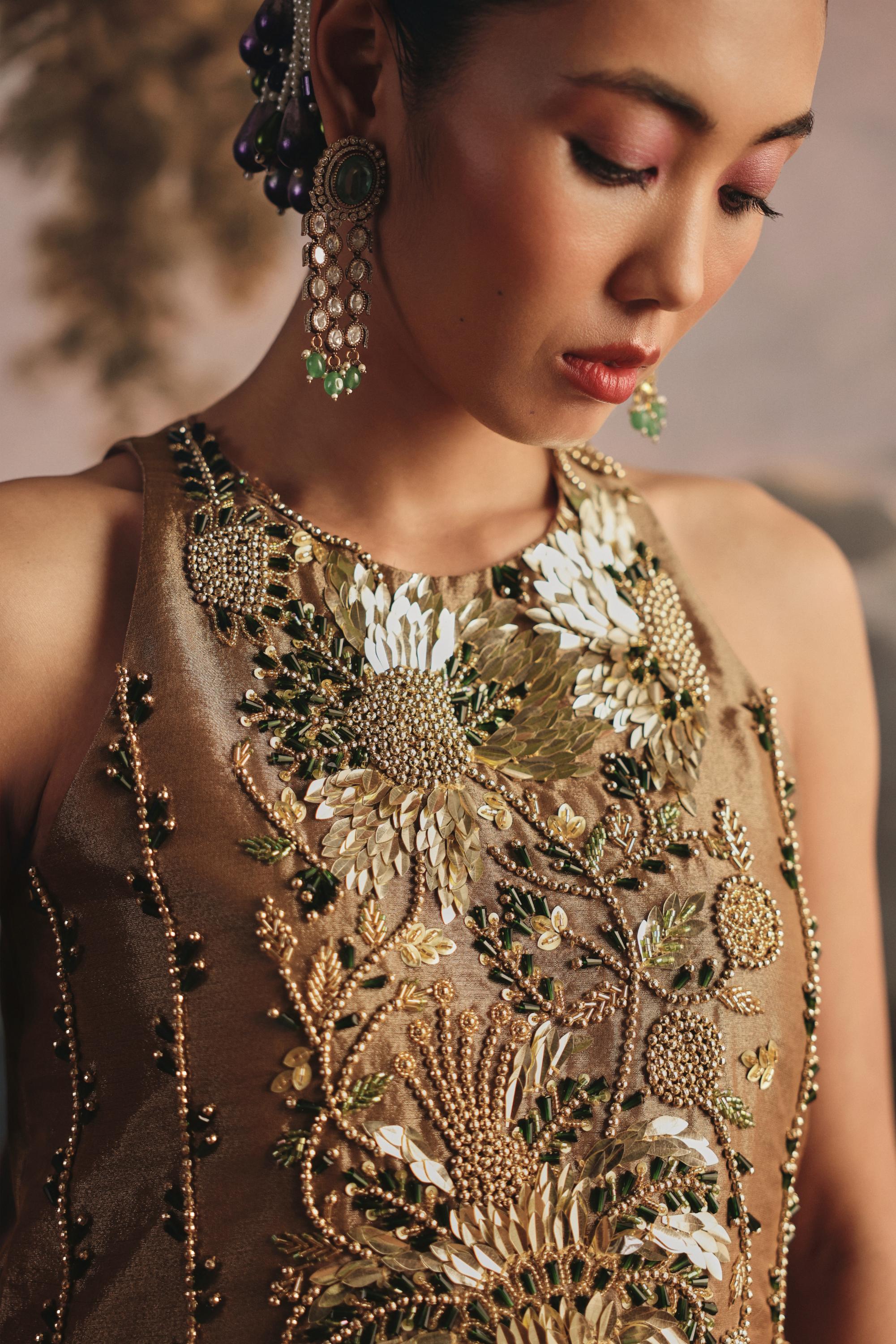 Metallic Coin Tissue Gown