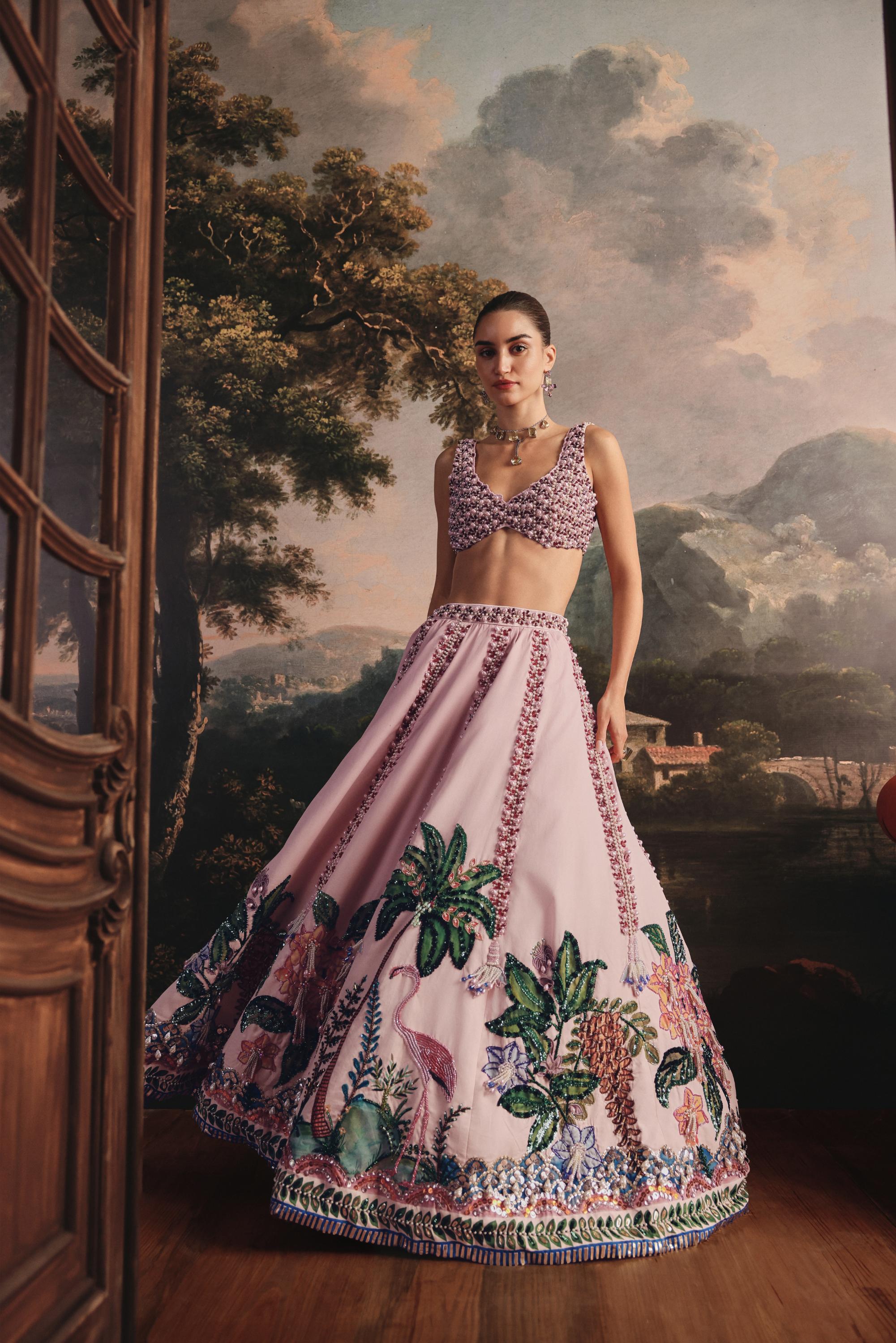 Blush Tropical Muse Lehenga