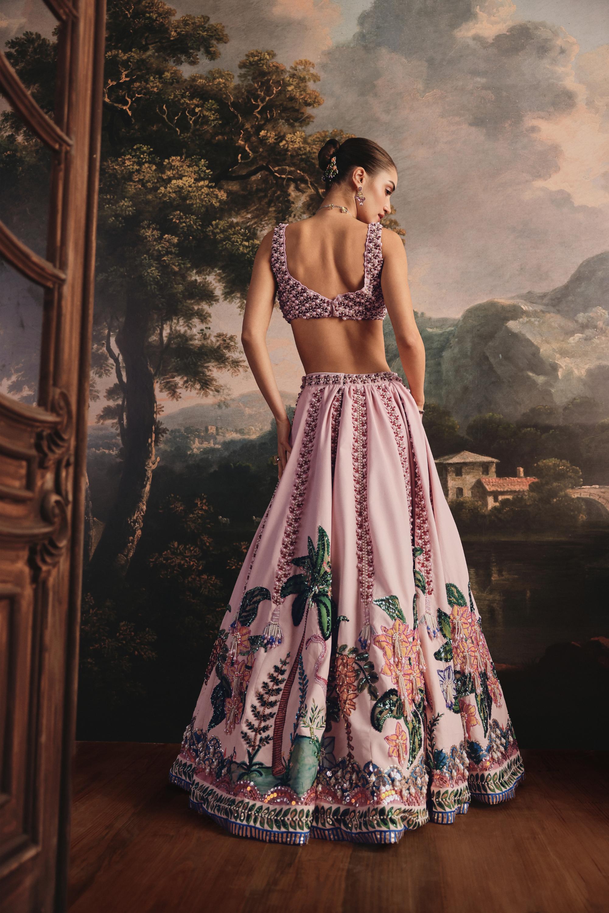 Blush Tropical Muse Lehenga
