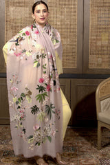 Magnificent Magnolia | Embroidered Fine Wool Silk Stole