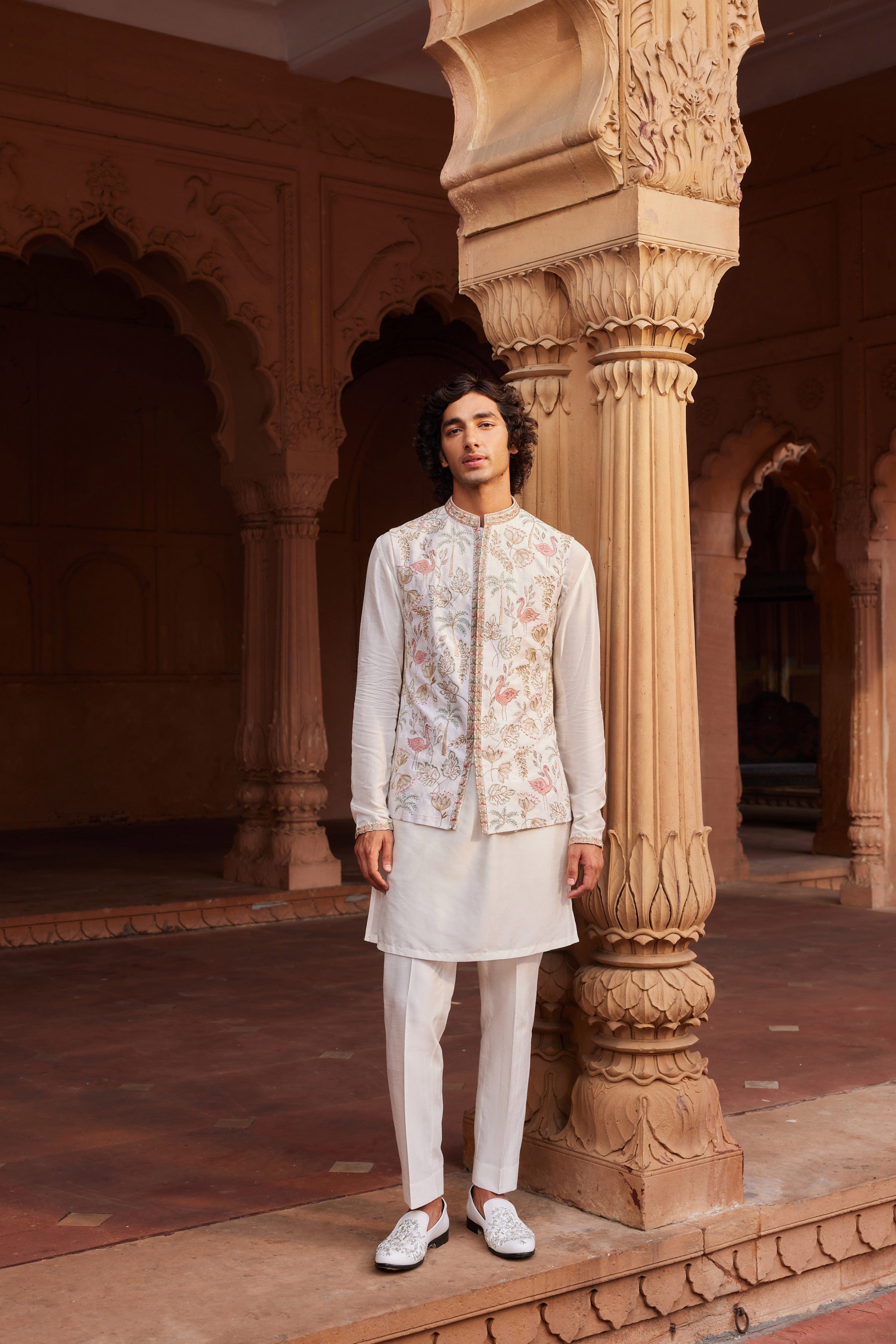 Flamingo Nehru Jacket Set