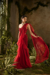 SCARLET SAREE SET