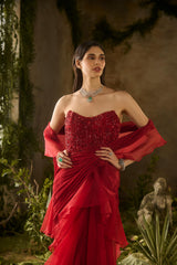 SCARLET SAREE SET