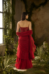 SCARLET SAREE SET