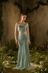 SEA GREEN SAREE SET