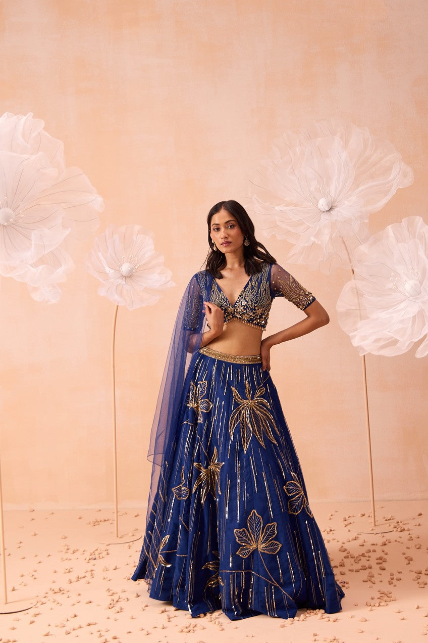 Indigo Floral Gown