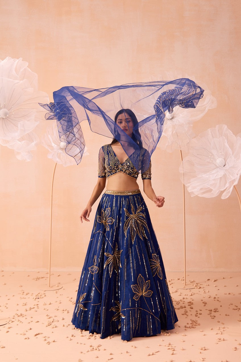 Indigo Floral Gown