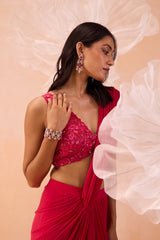 Fuchsia Drape Saree