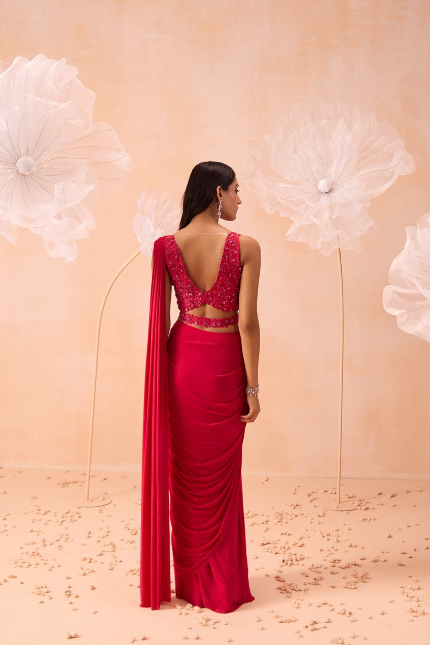 Fuchsia Drape Saree