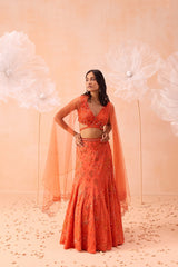 Candy Orange Lehanga Set