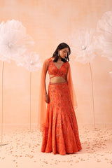 Candy Orange Lehanga Set