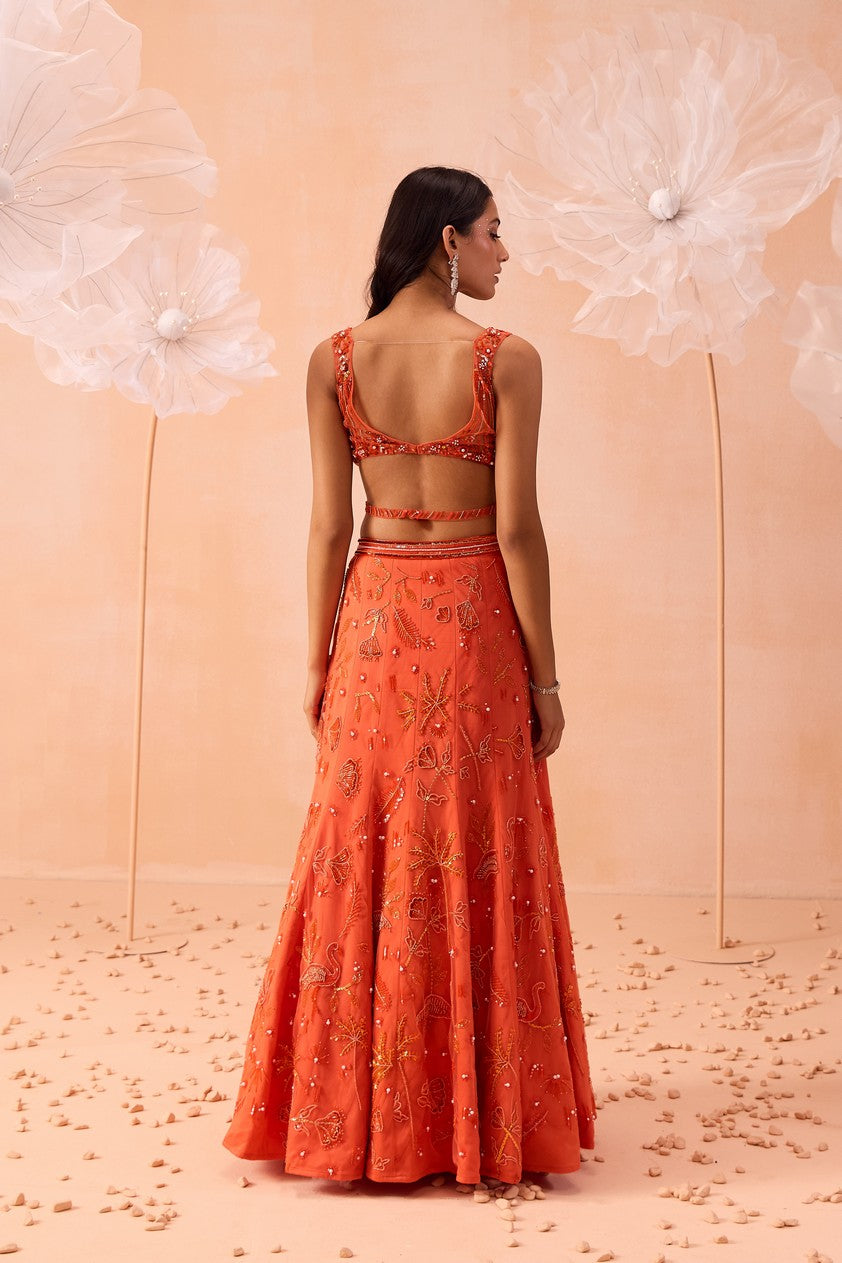 Candy Orange Lehanga Set