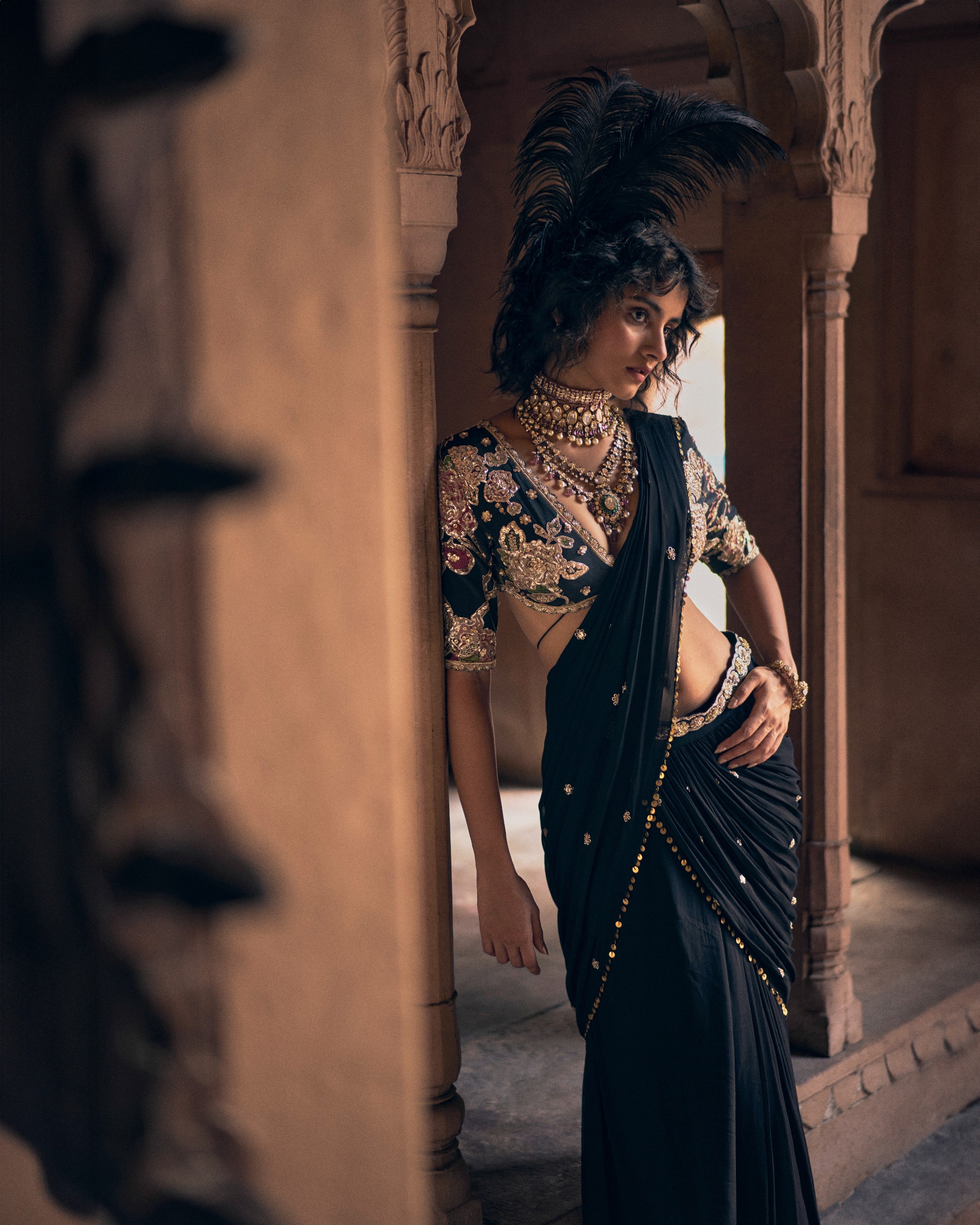 KAIA SAREE SET – BLACK