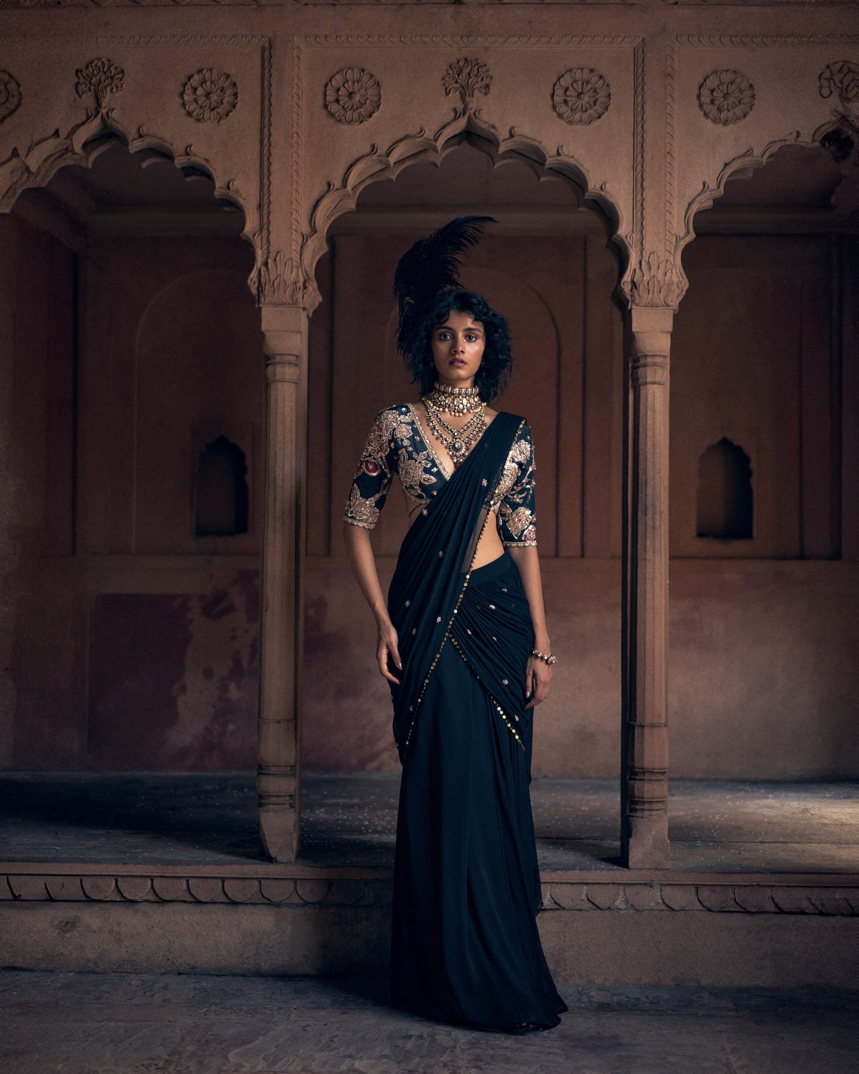 KAIA SAREE SET – BLACK