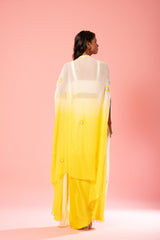 Ivory yellow ombre dhoti set