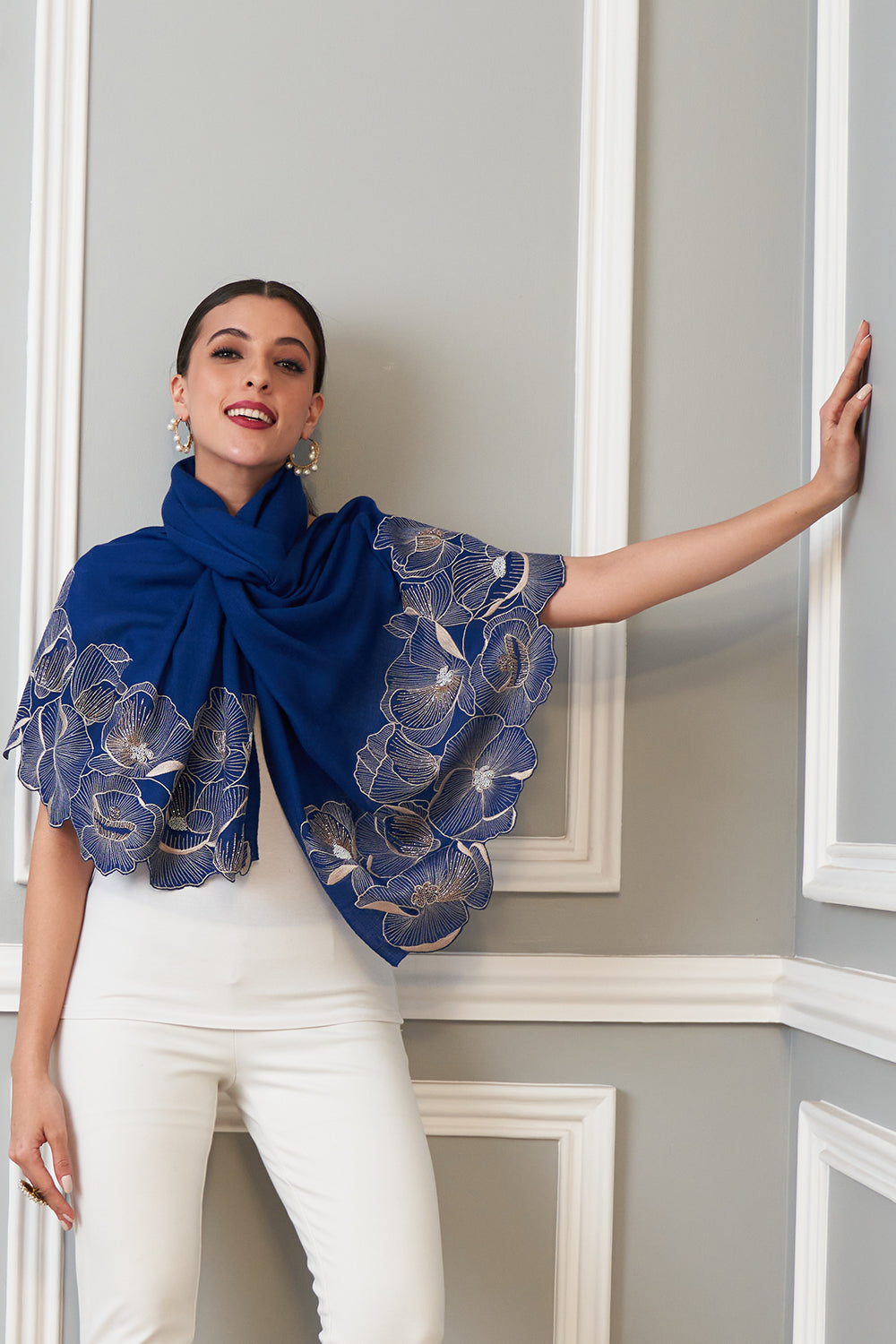 Poppy Affair | Embroidered Wool Silk Stole