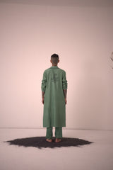 Chanderi Moss Green Power Paisley Kurta With Pants
