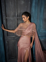 Embroidered Cape, Draped Saree, Bustier