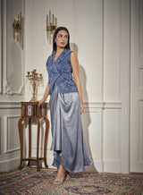 Draped Skirt, Embroidered Waistcoat