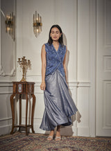 Draped Skirt, Embroidered Waistcoat