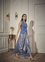 Draped Skirt, Embroidered Waistcoat