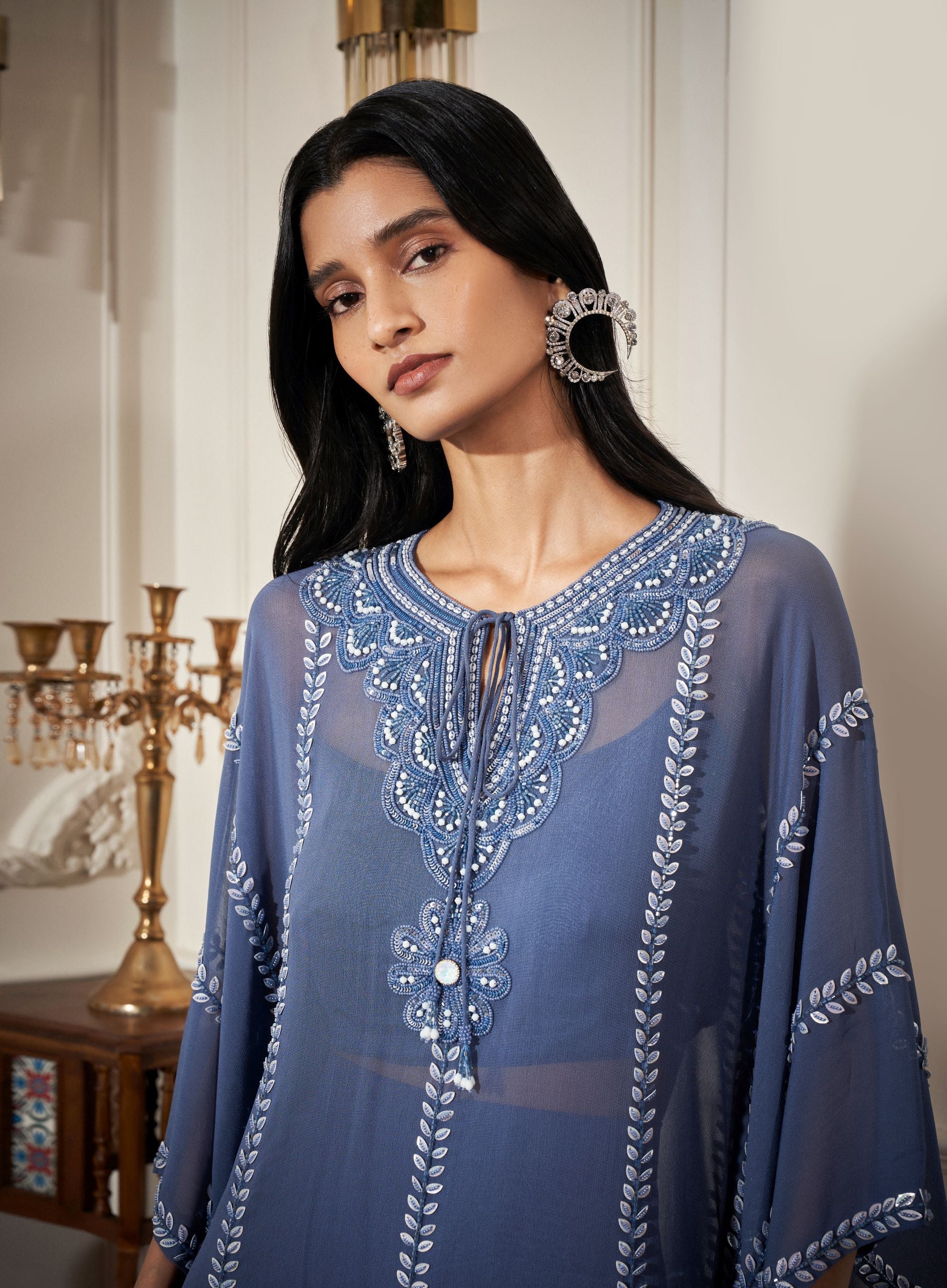 Embroidered Kaftan, inner, Flare Pants