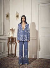 Long Blazer, Bustier, Flare Pants