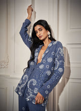 Long Blazer, Bustier, Flare Pants