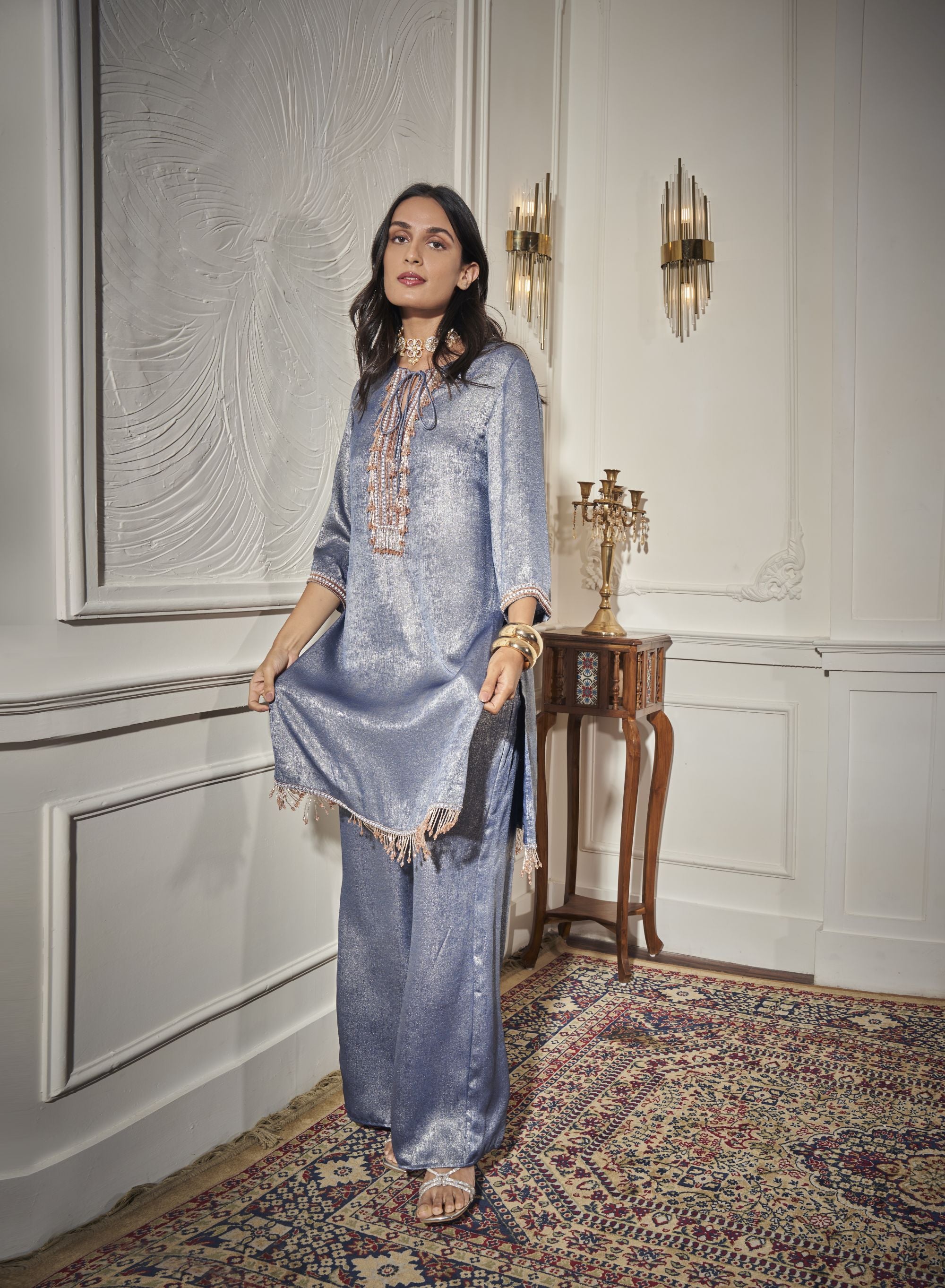 Festive Kurta, Straight Pants