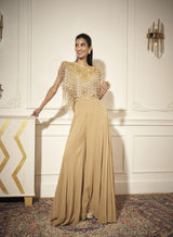 Flare Palazzos, Heavy tasseled high- low Top