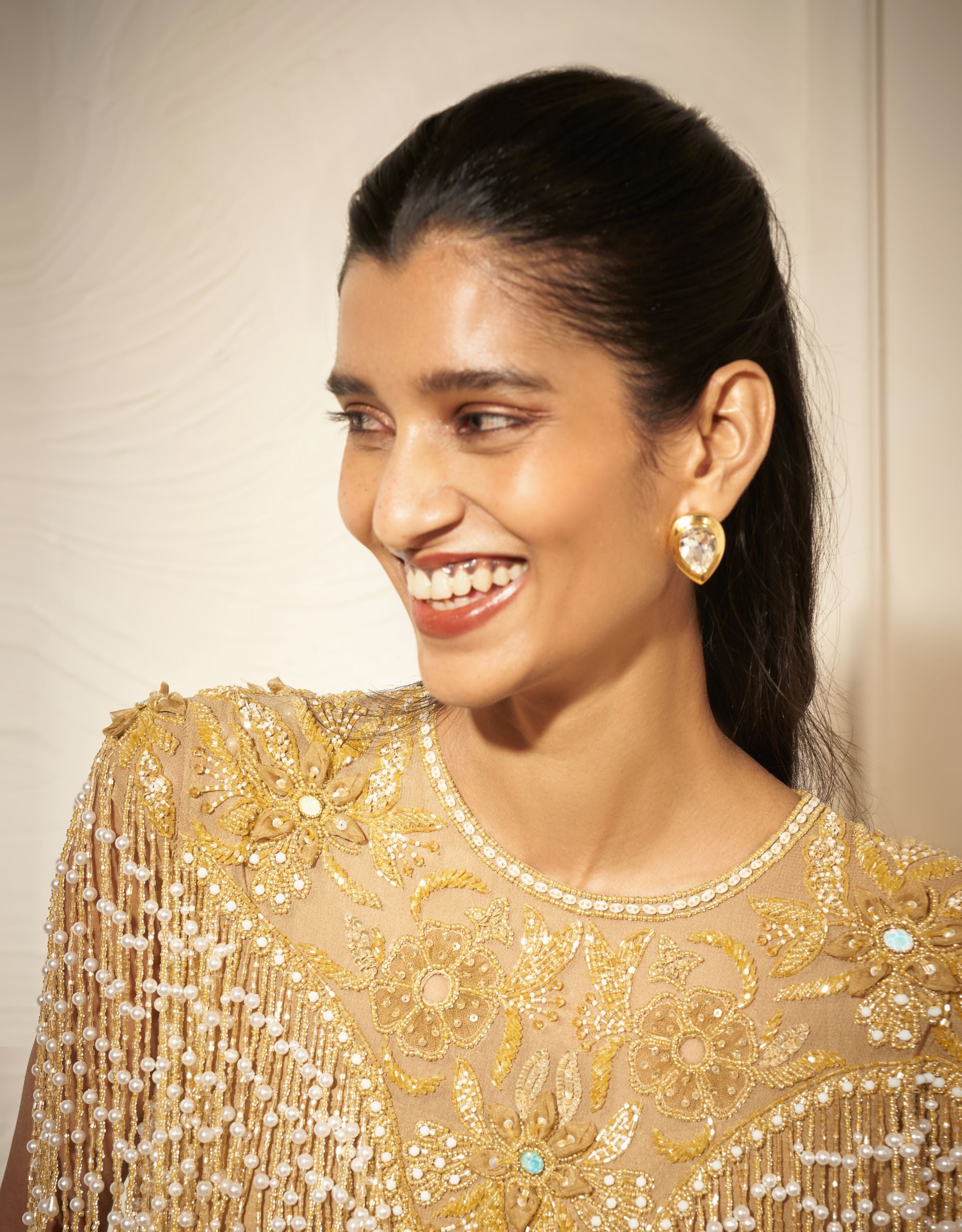 Flare Palazzos, Heavy tasseled high- low Top