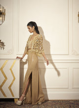 Cutwork Cape, Bustier, Pencil Skirt