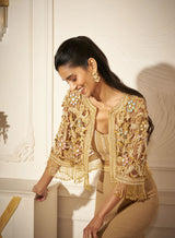 Cutwork Cape, Bustier, Pencil Skirt