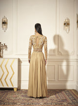 Pleated Palazzos, Embroidered Blouse