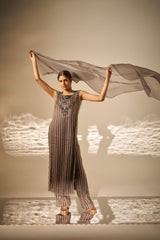 Tejasvini- Striped Embroidered Kurta Set