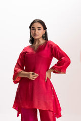 RED SILK SHADED 2-PIECE SET