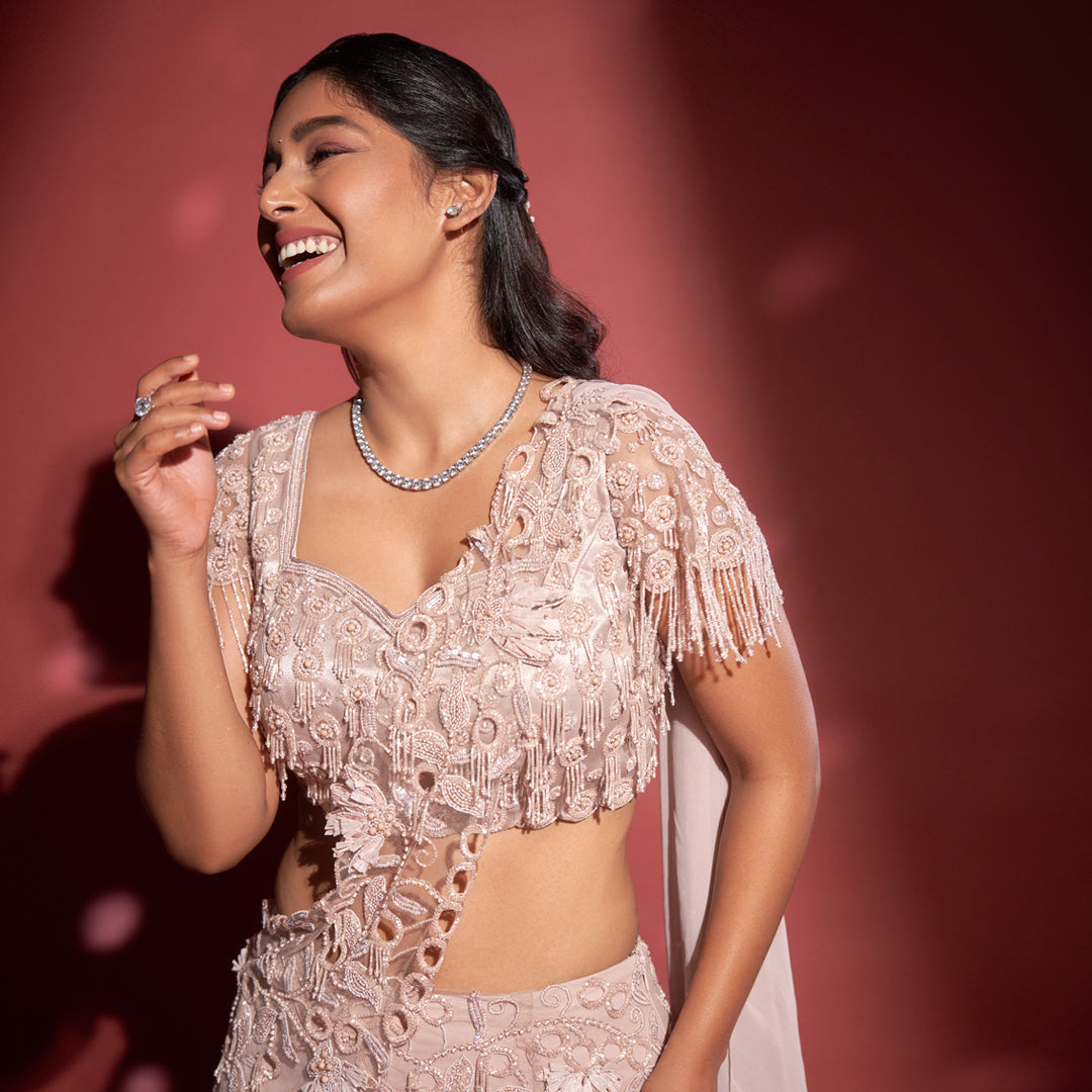 Pre- draped Saree + Blouse